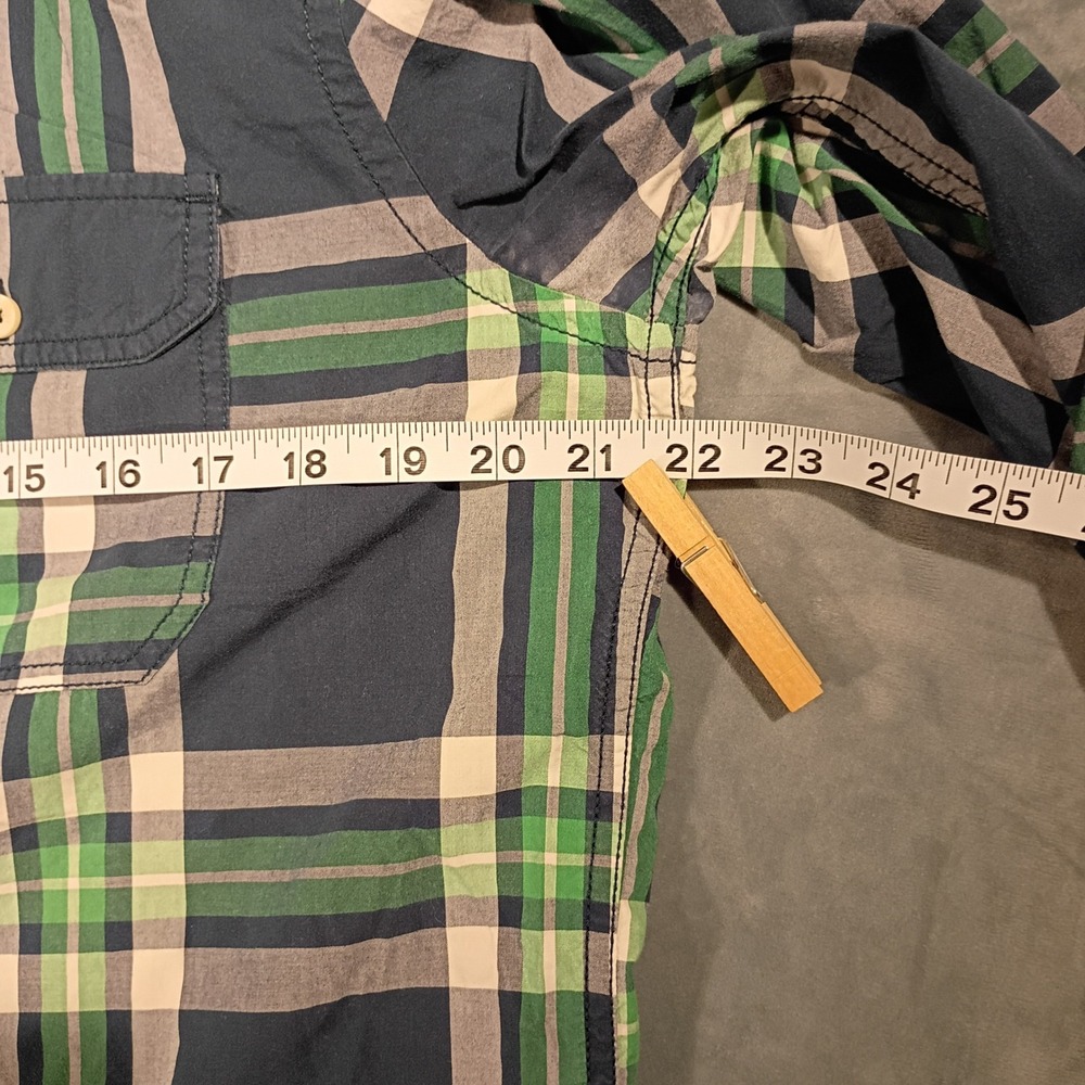 American Eagle Outfitters Mens Athletic Fit Plaid Button Down Shirt Green Navy L - Picture 7 of 7